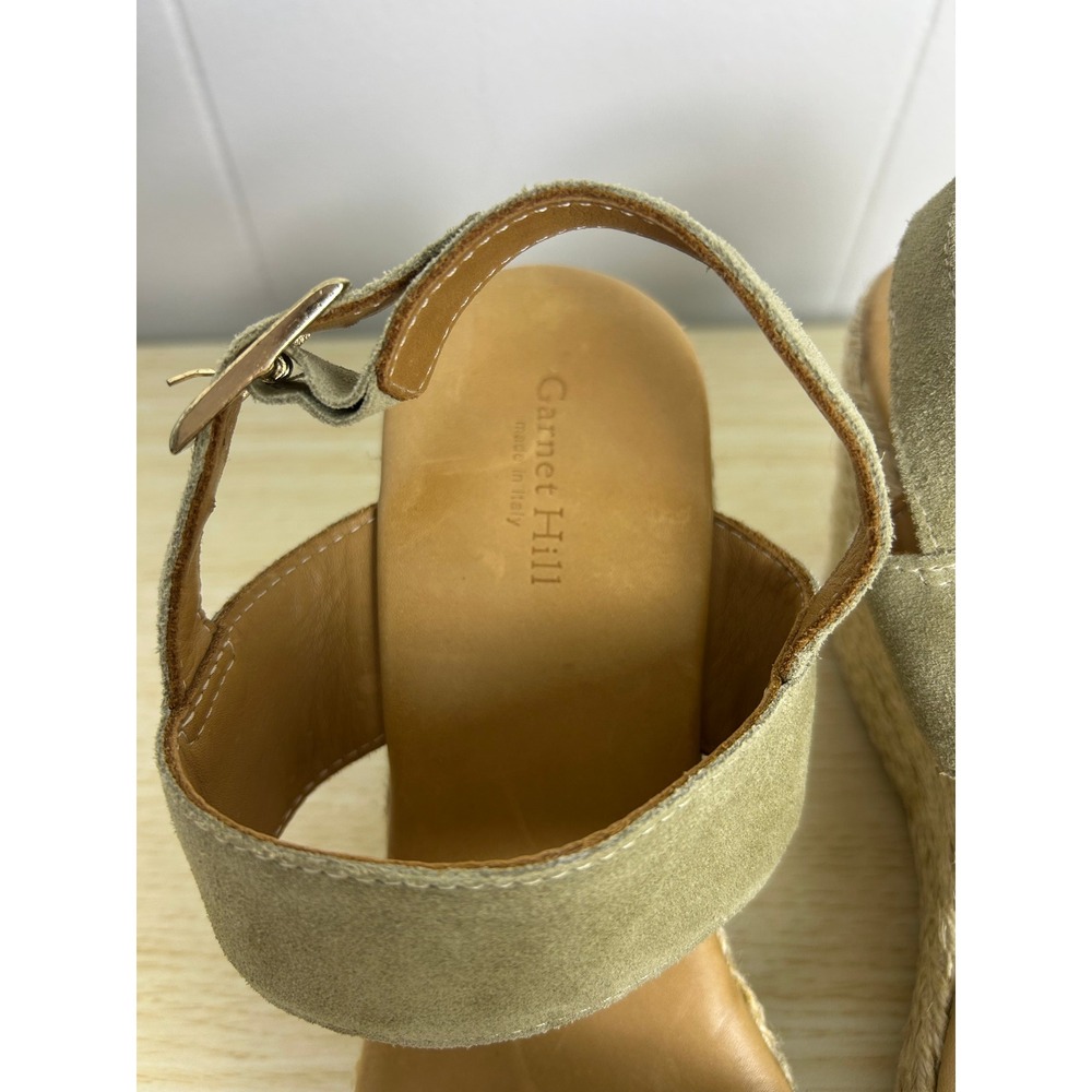 Garnet Hill Wedge Sandals Womens 8 Tan Suede Espadrille Made in Italy Boho - Picture 6 of 7
